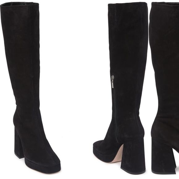 NWT SCHUTZ Colira suede black block heel platform boot Size: 9 - Picture 1 of 7